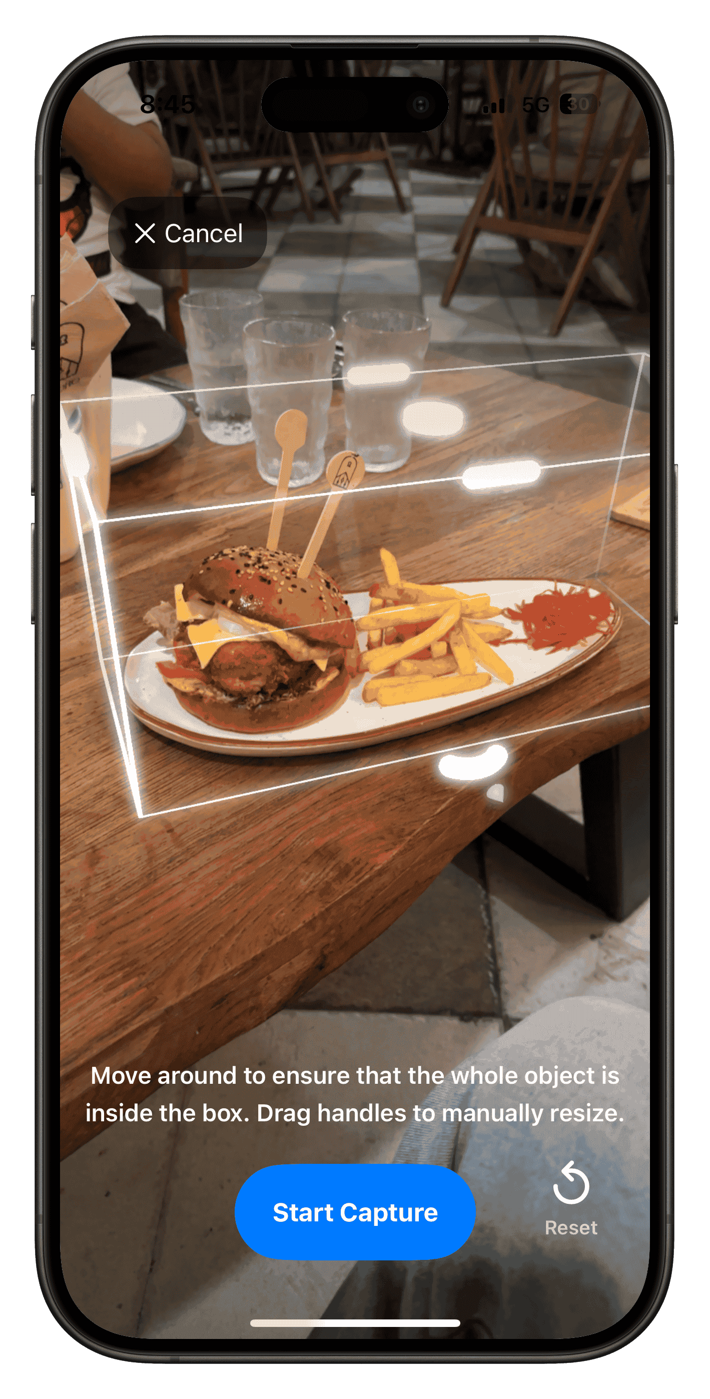 AR preview of restaurant dish on phone